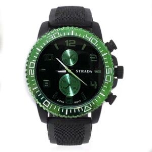 STRADA • Green Chronograph Dial Watch New Battery Ready To Wear